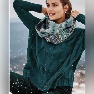 J. Jill Chenille Chunky Knit Pullover Sweater Plus Size 2X Teal Minimal Casual